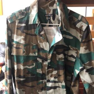 j crew mercantile Women Large Cotton Camouflage Button Front Utility Jacket
